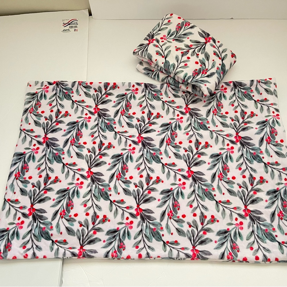 2 Standard Minky Couture Holiday Pillow Cases - Holly and Garland